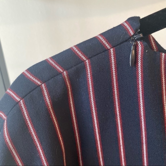 ZARA Pinstripe Ruffle Hem Peplum Striped Top - Picture 4 of 6